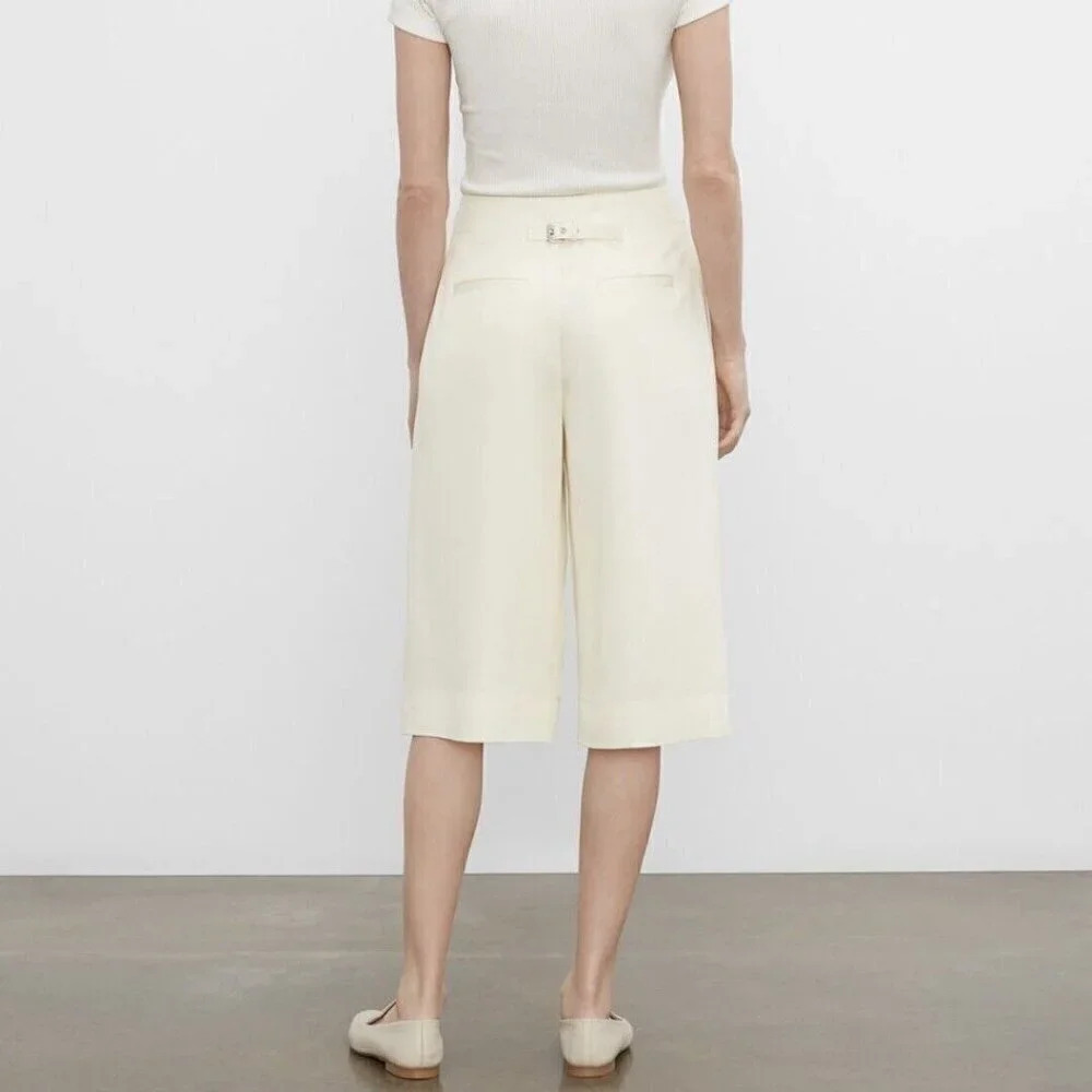 Club Monaco| Cool Summer‎ Wool Culotte Pant Ivory Minimalist Cropped Capri Sz 0